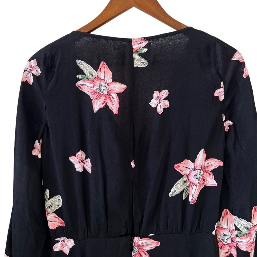 Reformation Misha Black Floral Mini Dress Size 2 - Picture 12 of 16
